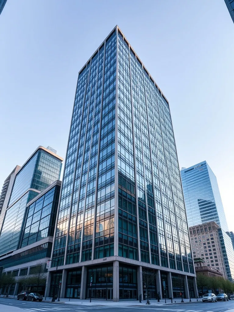 A wide-angle architectural shot of Edmonton downtown financi