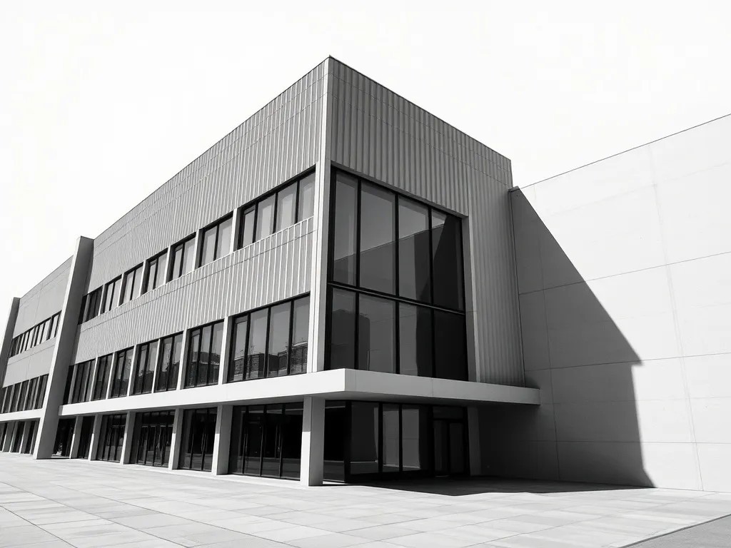 Modern architectural building with clean lines and sharp sha